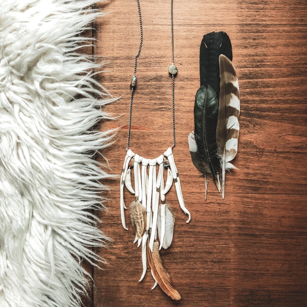 Boho leather tassel necklace